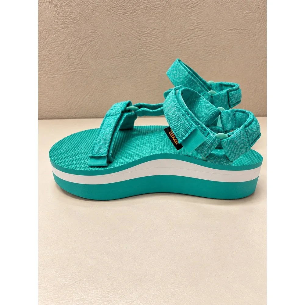 Teva Platform Sandals Women's Size 5 Teal Green Flatform Universal Strappy Retro